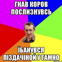 гнав коров послизнувсь їбанувся піздачіной у гамно