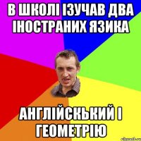 в школі ізучав два іностраних язика англійскький і геометрію