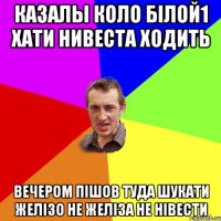 КАЗАЛЫ КОЛО БІЛОЙ1 ХАТИ НИВЕСТА ХОДИТЬ ВЕЧЕРОМ ПІШОВ ТУДА ШУКАТИ ЖЕЛІЗО НЕ ЖЕЛІЗА НЕ НІВЕСТИ