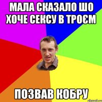 МАЛА СКАЗАЛО ШО ХОЧЕ СЕКСУ В ТРОЄМ ПОЗВАВ КОБРУ