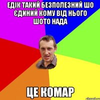 Едік такий безполезний шо єдиний кому від нього шото нада це комар