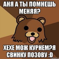 Аня а ты помнешь меняя? хехе мож курнем?я свинку позову :D