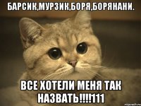 Барсик,Мурзик,Боря,Борянани. Все хотели меня так назвать!!!!111