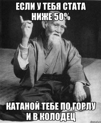 Если у тебя стата ниже 50% Катаной тебе по горлу и в колодец