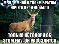 между мной и твоим братом ничего нет и не было только не говори об этом ему. он разозлится