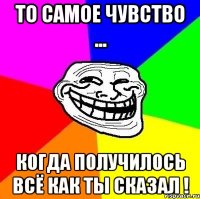 То самое чувство ... Когда получилось всё как ты сказал !