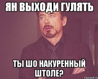 Ян выходи гулять Ты шо накуренный штоле?