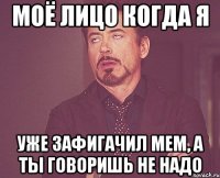 моё лицо когда я уже зафигачил мем, а ты говоришь не надо