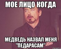 Мое лицо когда Медведь назвал меня "пЕдарасам"