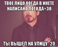 ТВОЕ ЛИЦО,КОГДА В ИНЕТЕ НАПИСАНО ПОГОДА+30 ТЫ ВЫШЕЛ НА УЛИЦУ -20