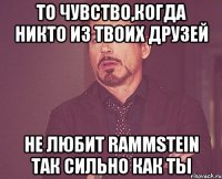 То чувство,когда никто из твоих друзей Не любит Rammstein так сильно как ты