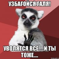 УЗБАГОЙСЯ ГАЛЯ! Уволятся все.....и ты тоже....