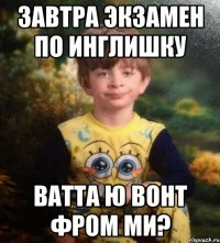 завтра экзамен по инглишку ватта ю вонт фром ми?