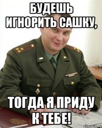 Будешь игнорить Сашку, тогда я приду к тебе!