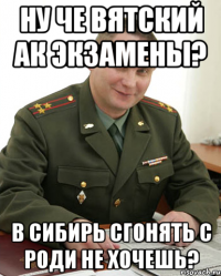 ну че Вятский ак экзамены? в сибирь сгонять с Роди не хочешь?