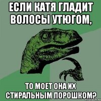 если катя гладит волосы утюгом, то моет она их стиральным порошком?