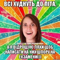 Всі худнуть до літа, А я відрощую ляхи щоб написати на них шпору на екзамени(((