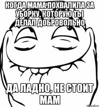 Когда мама похвалила за уборку, которую ты делал добровольно Да ладно, не стоит мам