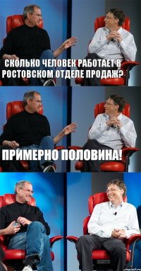 Сколько человек работает в ростовском отделе продаж? Примерно половина! 