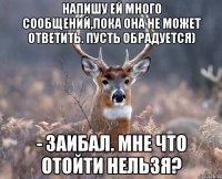 Напишу ей много сообщений,пока она не может ответить. Пусть обрадуется) - Заибал. Мне что отойти нельзя?