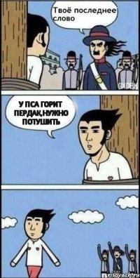 у пса горит пердак,нужно потушить