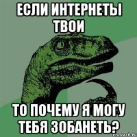 если интернеты твои то почему я могу тебя зобанеть?