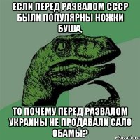 Если перед развалом СССР были популярны ножки Буша, то почему перед развалом Украины не продавали сало Обамы?