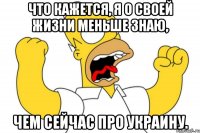 что кажется, я о своей жизни меньше знаю, чем сейчас про Украину.