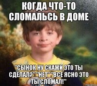 КОГДА ЧТО-ТО СЛОМАЛЬСЬ В ДОМЕ "СЫНОК НУ СКАЖИ ЭТО ТЫ СДЕЛАЛ?" "нет" "все ясно это ты сломал!"