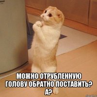  Можно отрубленную голову обратно поставить? А?