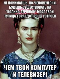 Не понимаешь, по-человечески, будешь существовать на "больно-терпимо" Мозг твой, тупица, гораздо проще устроен чем твой компутер и телевизер!