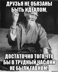 Друзья не обязаны быть идеалом, достаточно того что бы в трудный час они не были гавном!