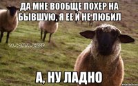 да мне вообще похер на бывшую, я ее и не любил а, ну ладно