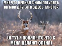 мне что нельзя с ним погулять он мой друг,что здесь такого? (и тут я понял,что что с меня делают оленя)