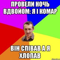 провели ночь вдвойом: я і комар він співав а я хлопав