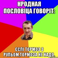 Нродная пословіца говоріт: Єслі тормоз з рульом,тормоза не надо.