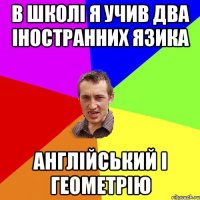 в школі я учив два іностранних язика англійський і геометрію