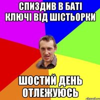 Спиздив в баті ключі від шістьорки Шостий день отлежуюсь