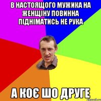 в настоящого мужика на женщіну повинна підніматись не рука а коє шо друге