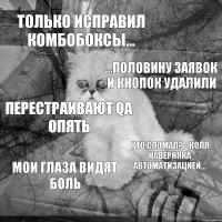 Только исправил комбобоксы... ...половину заявок и кнопок удалили перестраивают QA опять Кто сломал? - Коля наверняка автоматизацией... мои глаза видят боль