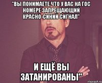 "Вы понимаете,что у вас на гос номере запрещающий красно-синий сигнал" и ещё вы затанированы"