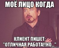 Моё лицо когда Клиент пишет: "Отличная работа!!Но..."