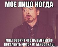 мое лицо когда мне говорят что на вел нужно поставить мотор от бензопилы