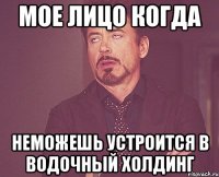 Мое лицо когда Неможешь устроится в водочный холдинг