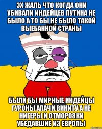 Эх жаль что когда они убивали индейцев путина не было а то бы не было такой выебанной страны Были бы мирные индейцы гуроны апачи виниту а не нигеры и отморозки убедавшие из европы