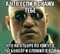 а что если я скажу тебе что на отборе по хуй что ты боксёр и служил в ВДВ