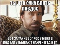 ТЫ ЧТО СУКА БЛЯТЬ ПИЗДОС ВОТ ЗА ТАКИЕ ВОПРОС У МЕНЯ В ПОДВАЛ УЕБЫВАЮТ НАХРЕН И ТД И ТП