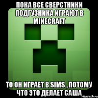 Пока все сверстники подгузника играют в minecraft то он играет в sims , потому что это делает Саша