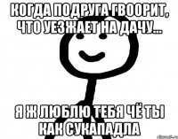 Когда подруга гвоорит, что уезжает на дачу... Я ж люблю тебя чё ты как сукападла