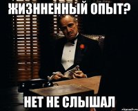 ЖИЗННЕННЫЙ ОПЫТ? НЕТ НЕ СЛЫШАЛ